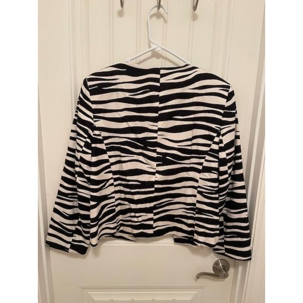 Dana Buchman Vintage Cropped Blazer Jacket Women's Size 14 Silk Blend Zebra Prin - Picture 2 of 16